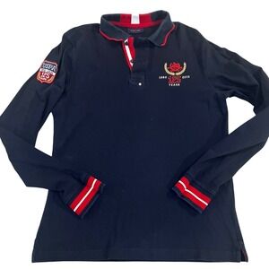 US Polo 125th Anniversary Long Sleeve Embroidered Logo Navy Red Men's Small Y2K